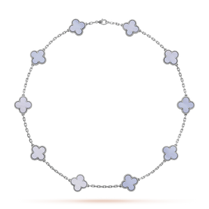 [Bling Jewelrys ]CLOVER 10 MOTIFS BLUE CHALCEDONY NECKLACE