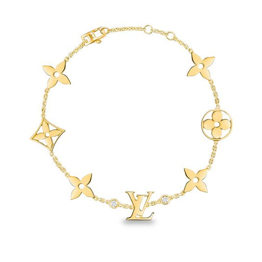 [Bling Jewelrys ]STAR AND SUN 7 MOTIFS GOLD BRACELET
