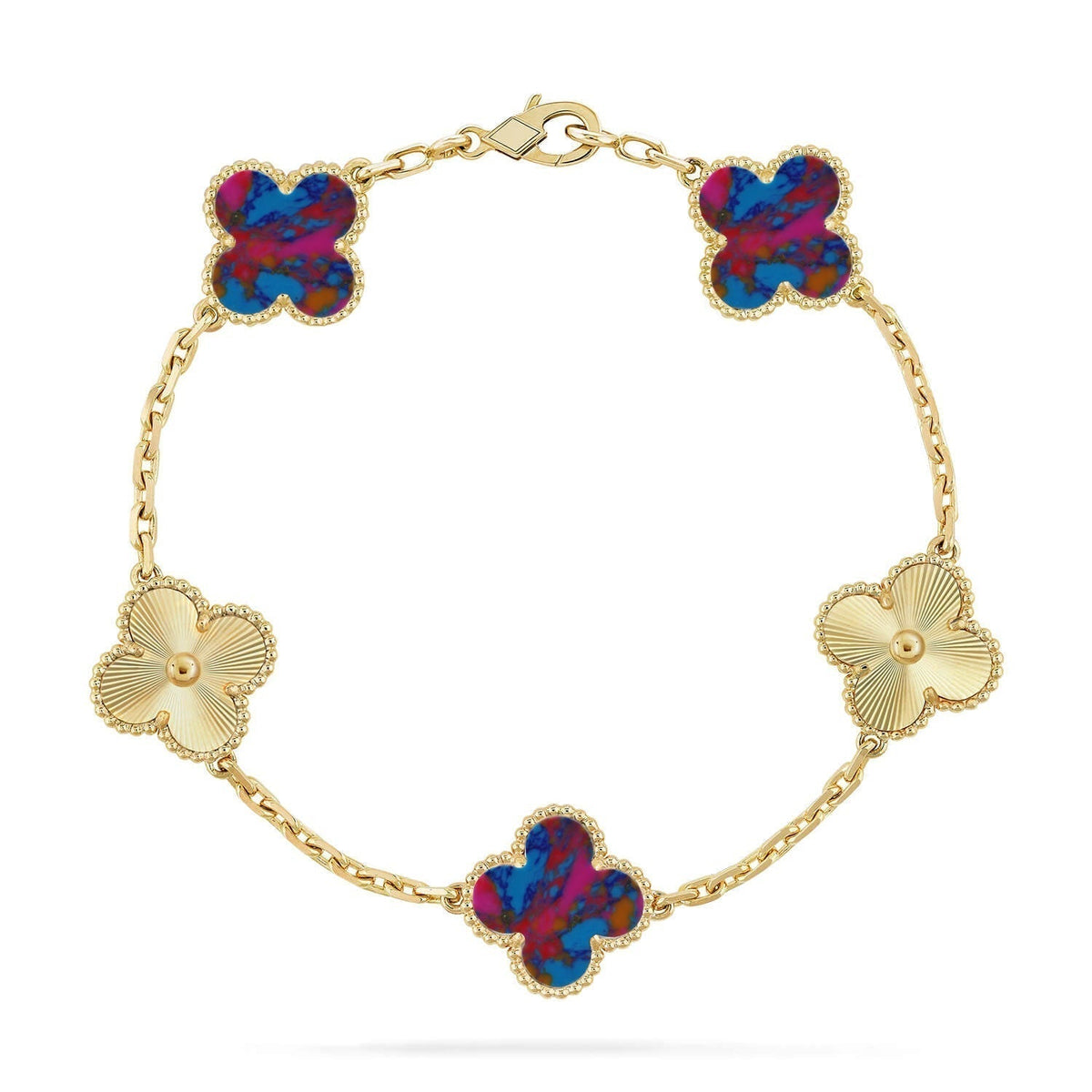 {
  "Bling Jewelrys ": "Bling Jewelrys ",
  "CLOVER 5 MOTIF COLOR GEMSTONES BRACELET COLLECTION": "KLEEBLATT 5-MOTIV FARBEDELSTEIN-ARMBAND KOLLEKTION"
}