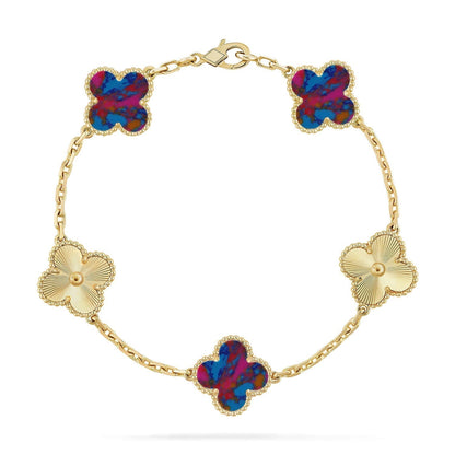 {
  "Bling Jewelrys ": "Bling Jewelrys ",
  "CLOVER 5 MOTIF COLOR GEMSTONES BRACELET COLLECTION": "KLEEBLATT 5-MOTIV FARBEDELSTEIN-ARMBAND KOLLEKTION"
}