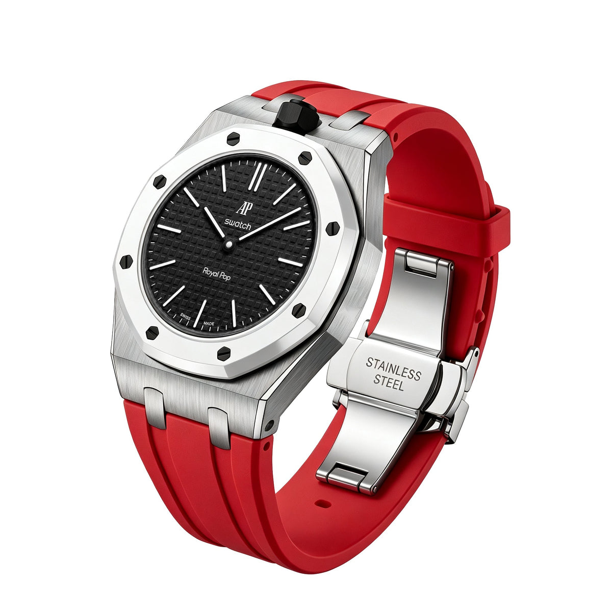 [Bling Jewelrys]Royal Oak Pop Exclusive Steel Case & Silicone Strap With Cradle