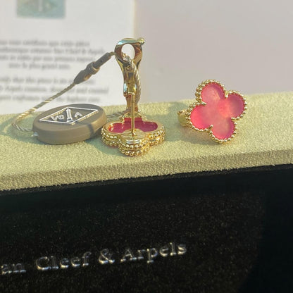 [Bling Jewelrys]NEW CLOVER 15MM PINK ENAMEL STUD EARRINGS