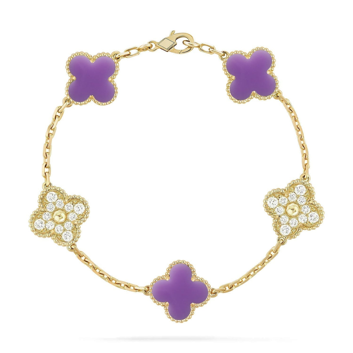 [Bling Jewelrys ]KLEEBLATT 5 MOTIV HELLVIOLETT ARMBAND KOLLEKTION