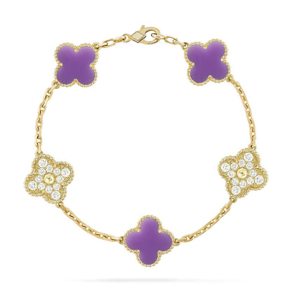 [Bling Jewelrys ]KLEEBLATT 5 MOTIV HELLVIOLETT ARMBAND KOLLEKTION