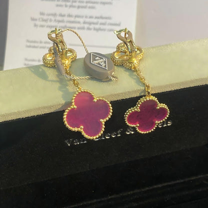 [Bling Jewelrys]NEW CLOVER 2 MOTIF PINK ENAMEL EARRINGS