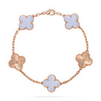 [Bling Jewelrys ] CLOVER 5 MOTIF PURPLE CHALCEDONY BRACELET COLLECTION
