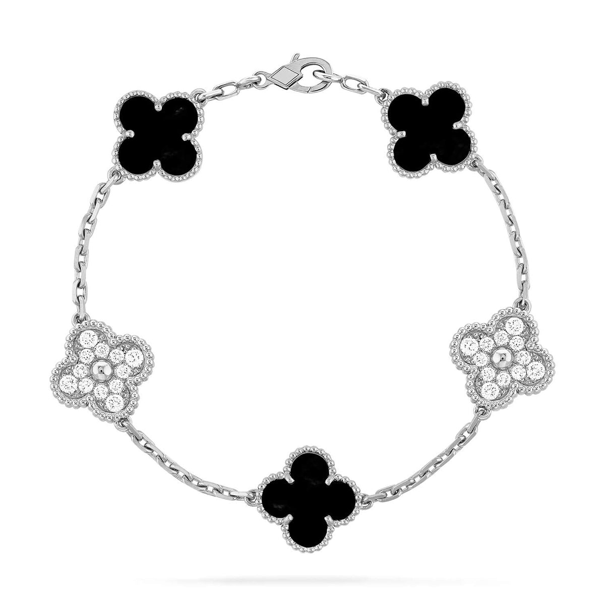 [Bling Jewelrys ] クローバー 5モチーフ オニキスブレスレット コレクション