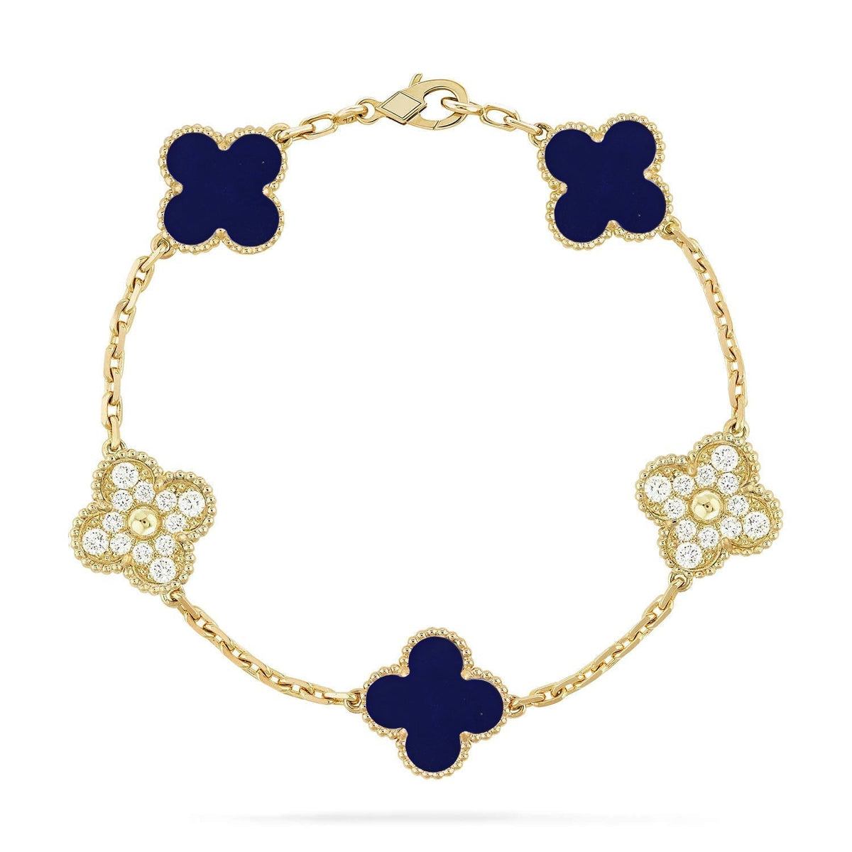 [Bling Jewelrys ]CLOVER 5 MOTIF LAPIS LAZULI BRACELET COLLECTION