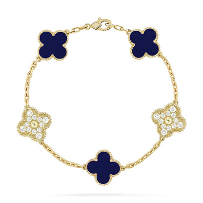 [Bling Jewelrys ]CLOVER 5 MOTIF LAPIS LAZULI BRACELET COLLECTION