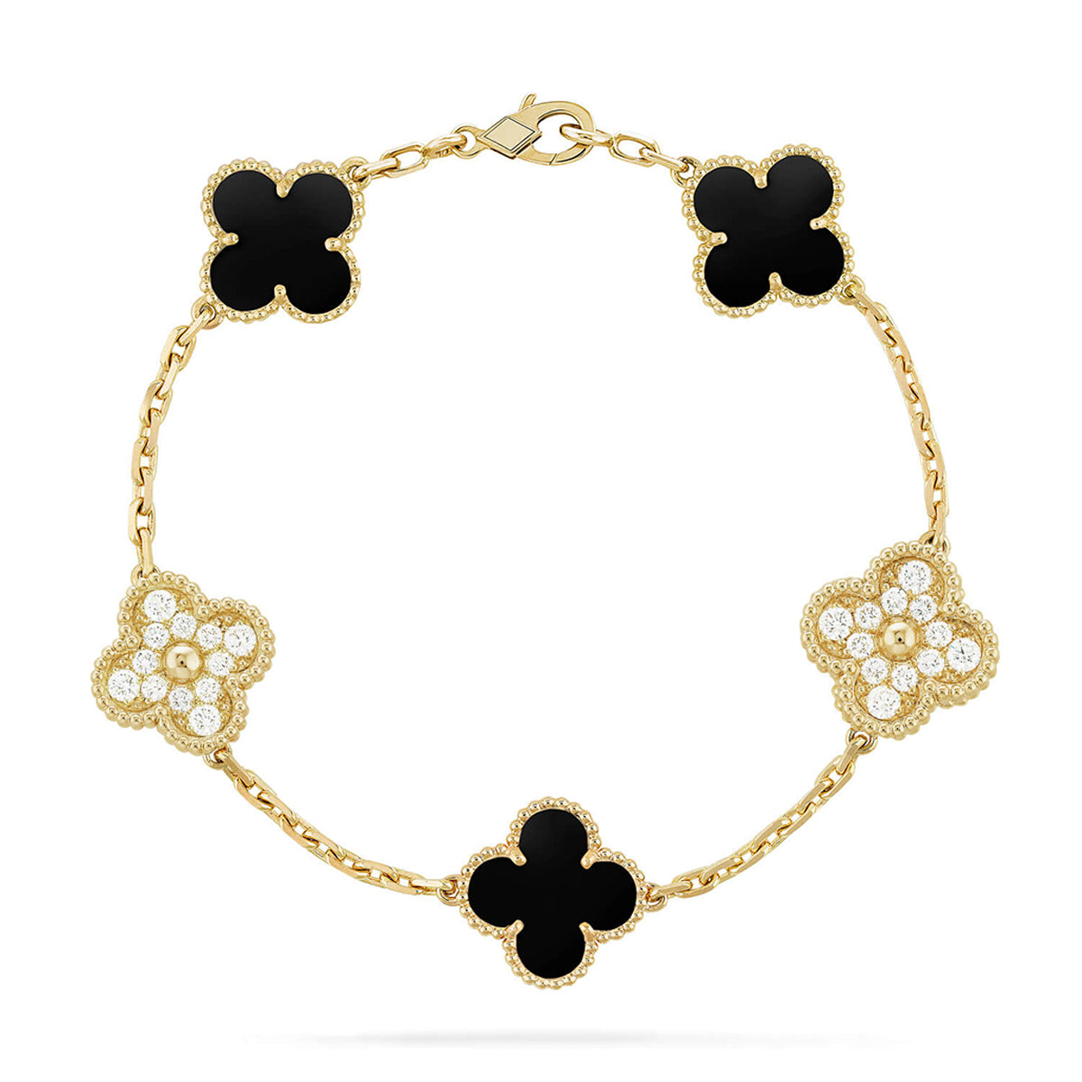 [Bling Jewelrys ] クローバー 5モチーフ オニキスブレスレット コレクション