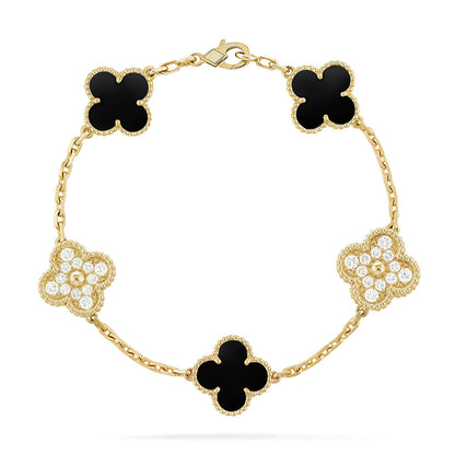 [Bling Jewelrys ] クローバー 5モチーフ オニキスブレスレット コレクション