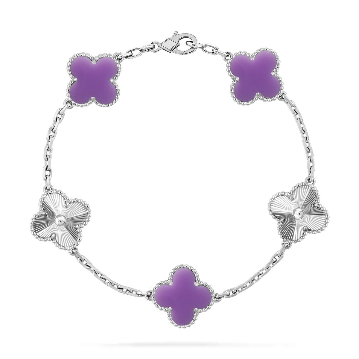 [Bling Jewelrys ]KLEEBLATT 5 MOTIV HELLVIOLETT ARMBAND KOLLEKTION