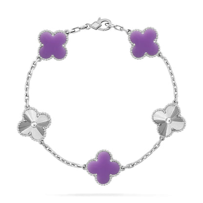 [Bling Jewelrys ]KLEEBLATT 5 MOTIV HELLVIOLETT ARMBAND KOLLEKTION
