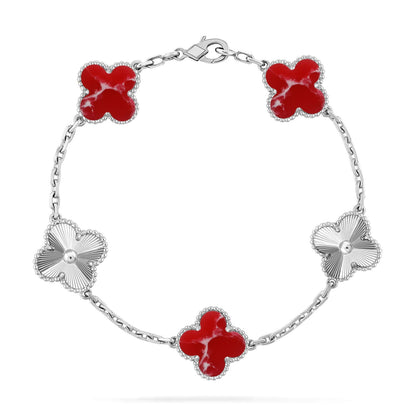{
  "Bling Jewelrys": "Bling Jewelrys",
  "CLOVER 5 MOTIF RED PATTERN BRACELET COLLECTION": "KLEEBLATT 5-MOTIV ARMBAND-KOLLEKTION MIT ROTEM MUSTER"
}