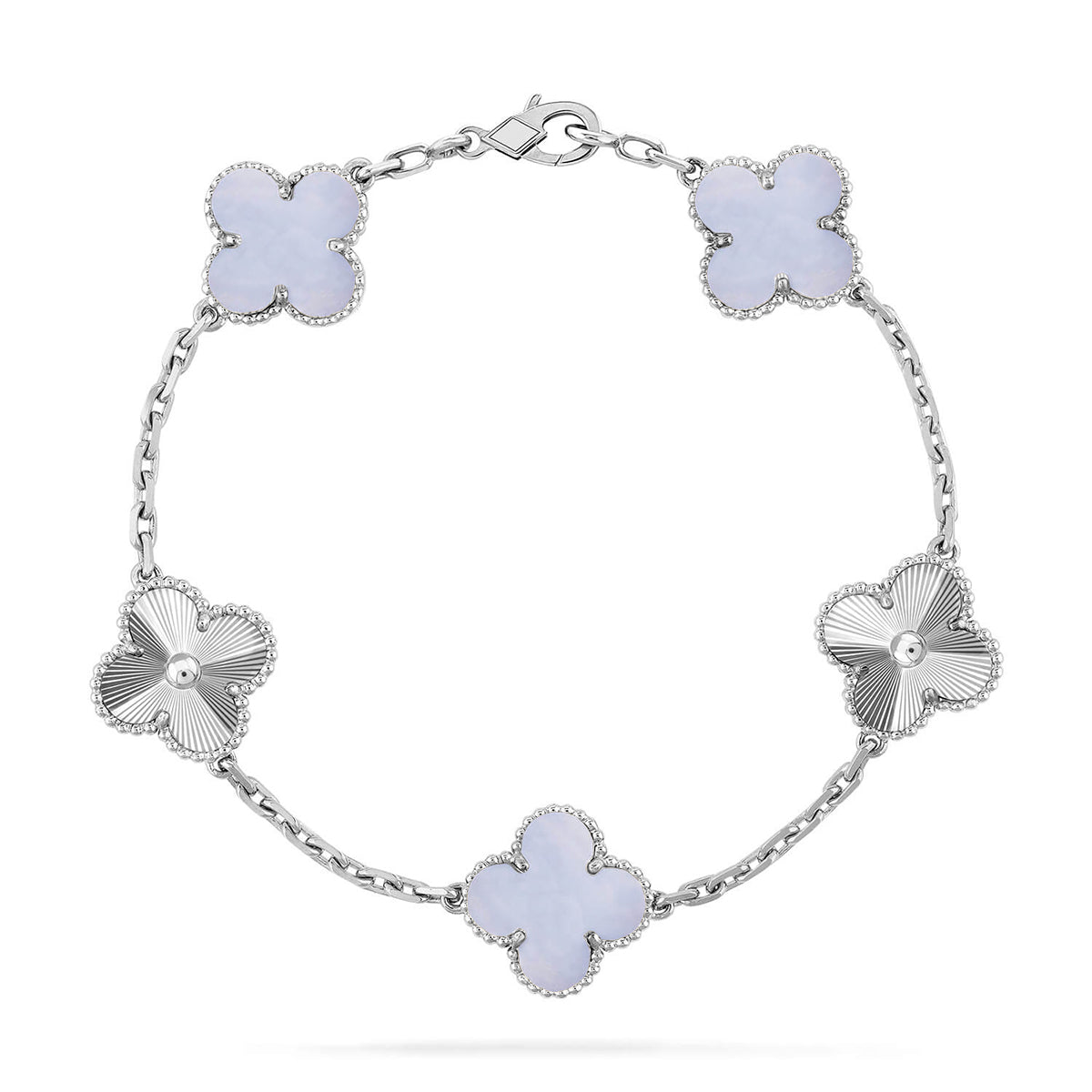 [Bling Jewelrys ] CLOVER 5 MOTIF PURPLE CHALCEDONY BRACELET COLLECTION