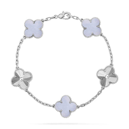 [Bling Jewelrys ] CLOVER 5 MOTIF PURPLE CHALCEDONY BRACELET COLLECTION
