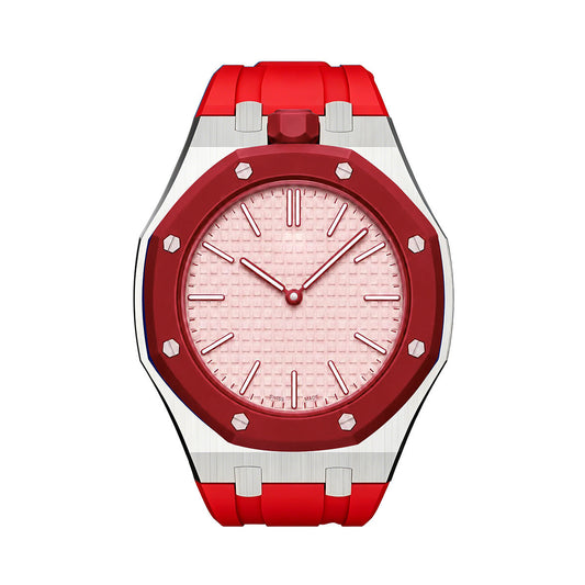 [Bling Jewelrys]OAK POP ORANGE-RED STEEL SILICONE STRAP