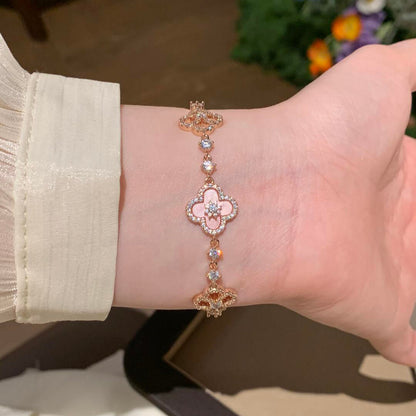 [Bling Jewelrys] KLEEBATT 5-MOTIV ARMBAND ROSA BLAU ROT WEISS