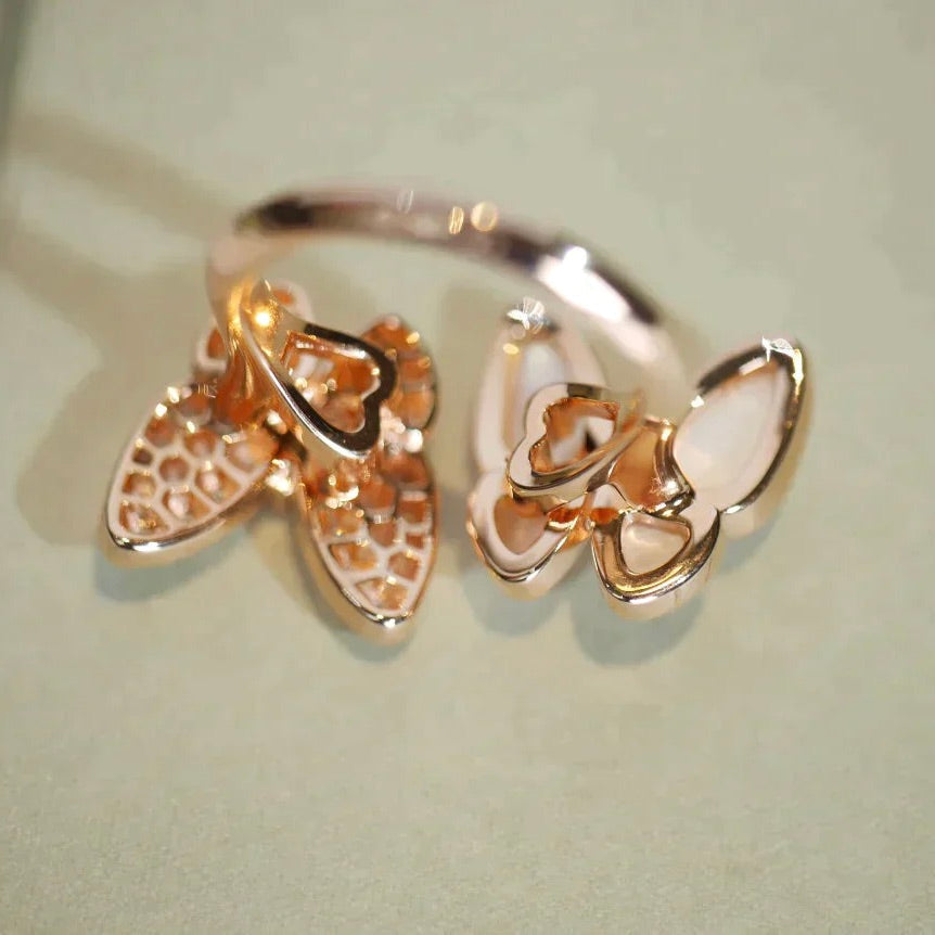 [Bling Jewelrys ]TWIN BUTTERFLY DIAMOND MOP RING