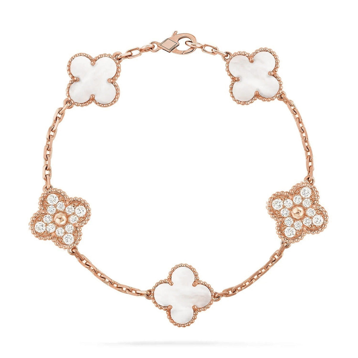 [Bling Jewelry] KLEEBATT WEISSE PERLMUTT 5-MOTIV ARMBAND KOLLEKTION