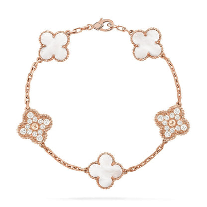[Bling Jewelry] KLEEBATT WEISSE PERLMUTT 5-MOTIV ARMBAND KOLLEKTION