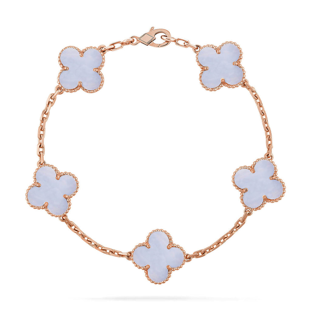 [Bling Jewelrys ] CLOVER 5 MOTIF PURPLE CHALCEDONY BRACELET COLLECTION