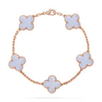 [Bling Jewelrys ] CLOVER 5 MOTIF PURPLE CHALCEDONY BRACELET COLLECTION