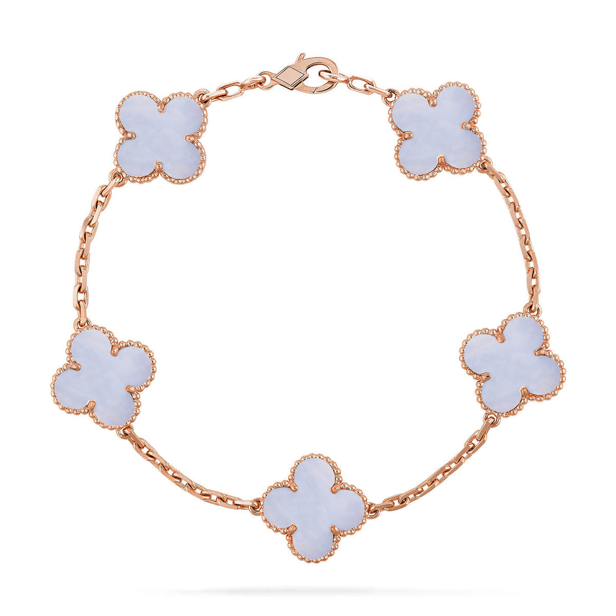 [Bling Jewelrys ] CLOVER 5 MOTIF PURPLE CHALCEDONY BRACELET COLLECTION