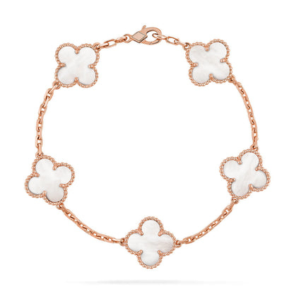 [Bling Jewelry] KLEEBATT WEISSE PERLMUTT 5-MOTIV ARMBAND KOLLEKTION
