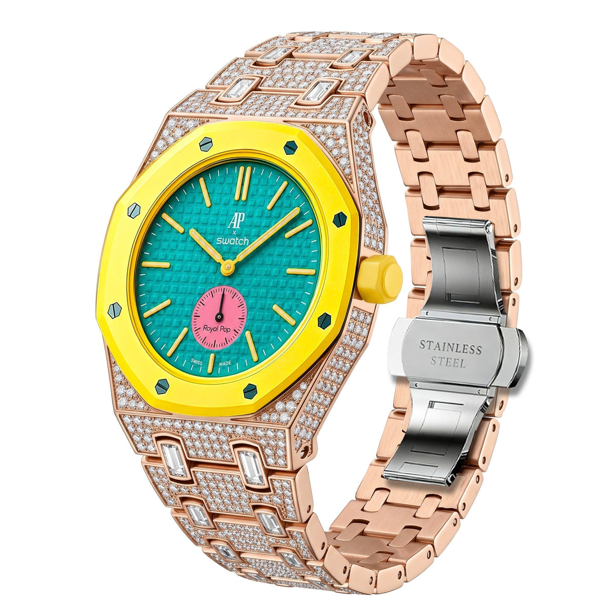 [Bling Jewelrys]Royal Oak Pop Exclusive Bioceramic Case & Bioceramic Strap Full Diamond