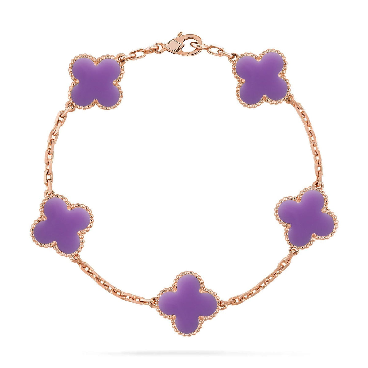 [Bling Jewelrys ]KLEEBLATT 5 MOTIV HELLVIOLETT ARMBAND KOLLEKTION