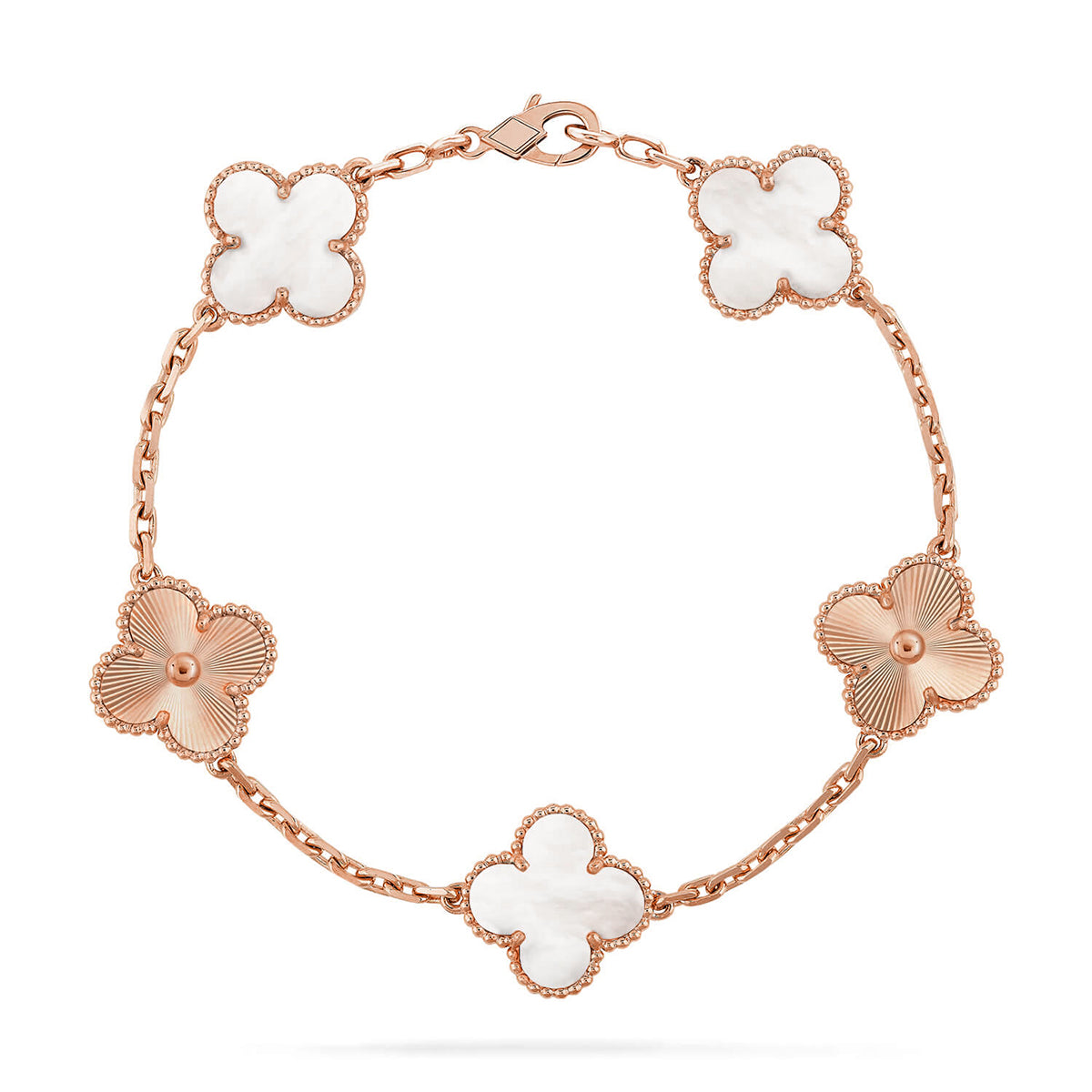 [Bling Jewelry] KLEEBATT WEISSE PERLMUTT 5-MOTIV ARMBAND KOLLEKTION