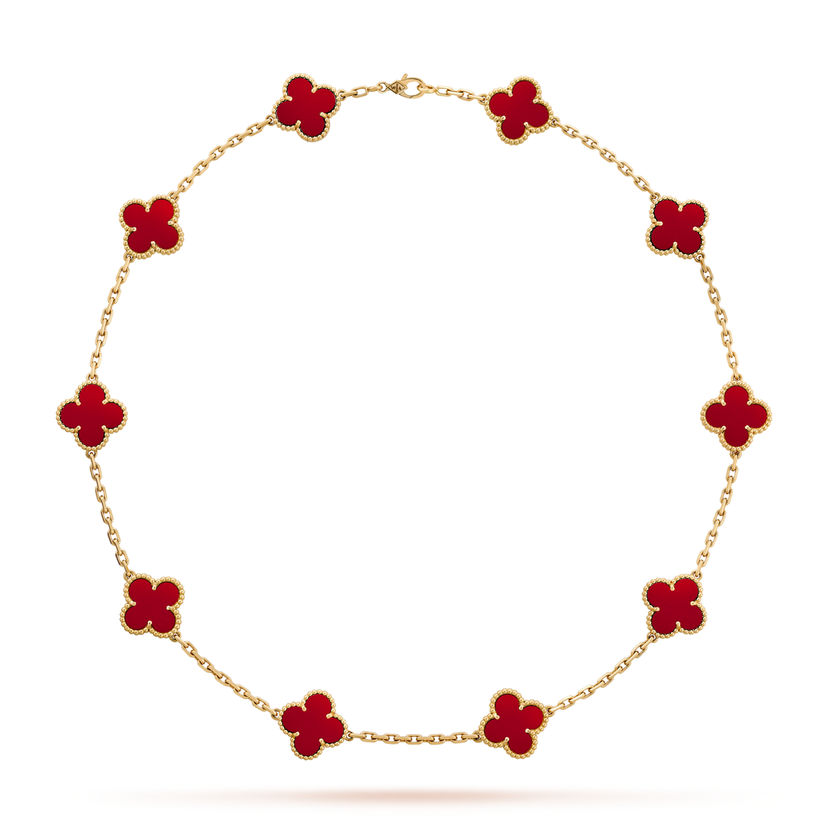 [Bling Jewelrys ]CLOVER 10 MOTIFS CARNELIAN NECKLACE