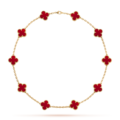 [Bling Jewelrys ]CLOVER 10 MOTIFS CARNELIAN NECKLACE