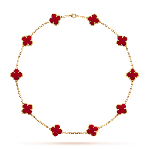 [Bling Jewelrys ]CLOVER 10 MOTIFS CARNELIAN NECKLACE