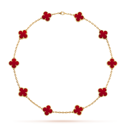 [Bling Jewelrys] KLEEBLATT 10 MOTIVE KARNEOL HALSKETTE