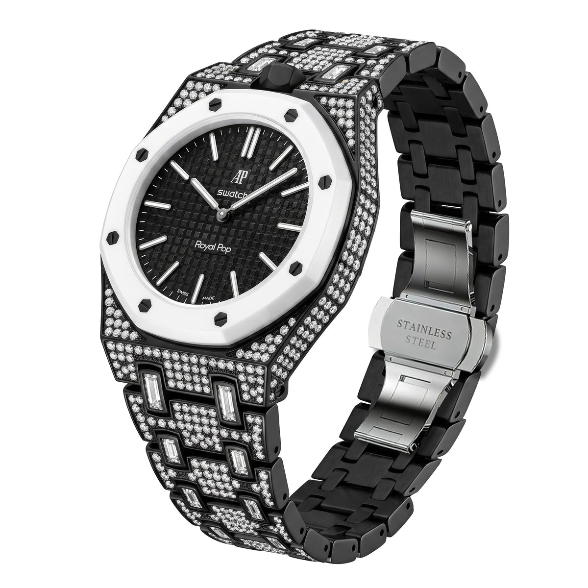 [Bling Jewelrys]Royal Oak Pop Exclusive Bioceramic Case & Bioceramic Strap Full Diamond