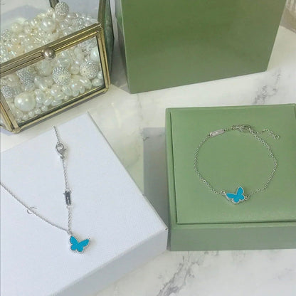 [Bling Jewelrys ]BUTTERFLY TURQUOISE BUTTERFLY BRACELET SILVER