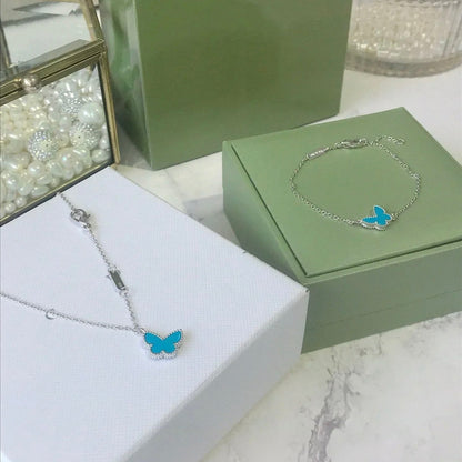 [Bling Jewelrys ]BUTTERFLY TURQUOISE BUTTERFLY BRACELET SILVER