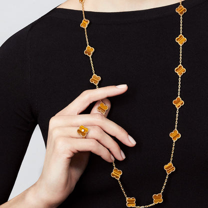 [Bling Jewelrys ]CLOVER 20 MOTIFS TIGER EYE ROSE GOLD