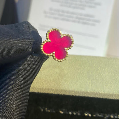 [Bling Jewelrys]NEUE KLEEBATT-RINGE MIT ROSA EMAILLE