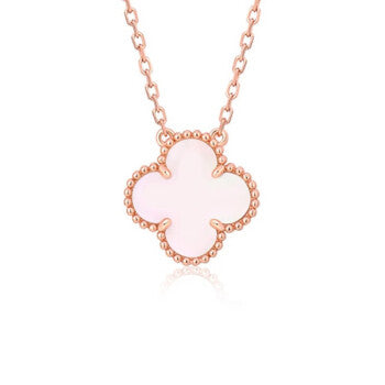 [Bling Jewelrys ]CLOVER 15MM PINK MOTHER-OF-PEARL SINGLE FLOWER NECKLACE
