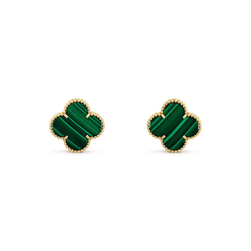 [Bling Jewelrys ]CLOVER MINI 9.5MM MALACHITE  EARRINGS