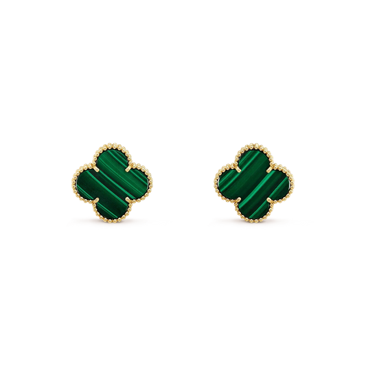 [Bling Jewelrys ]CLOVER MINI 9.5MM MALACHITE  EARRINGS
