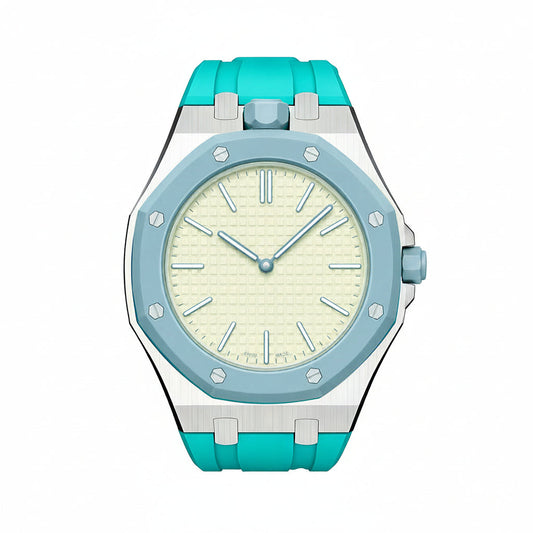 [Bling Jewelrys]OAK POP SKY BLUE STEEL SILICONE STRAP