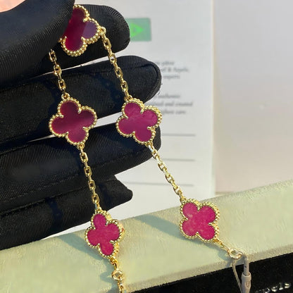 [Bling Jewelrys]NEW CLOVER 5 MOTIFS PINK ENAMEL BRACELET