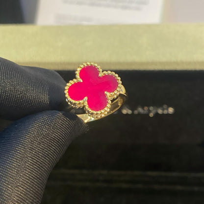 [Bling Jewelrys]NEUE KLEEBATT-RINGE MIT ROSA EMAILLE
