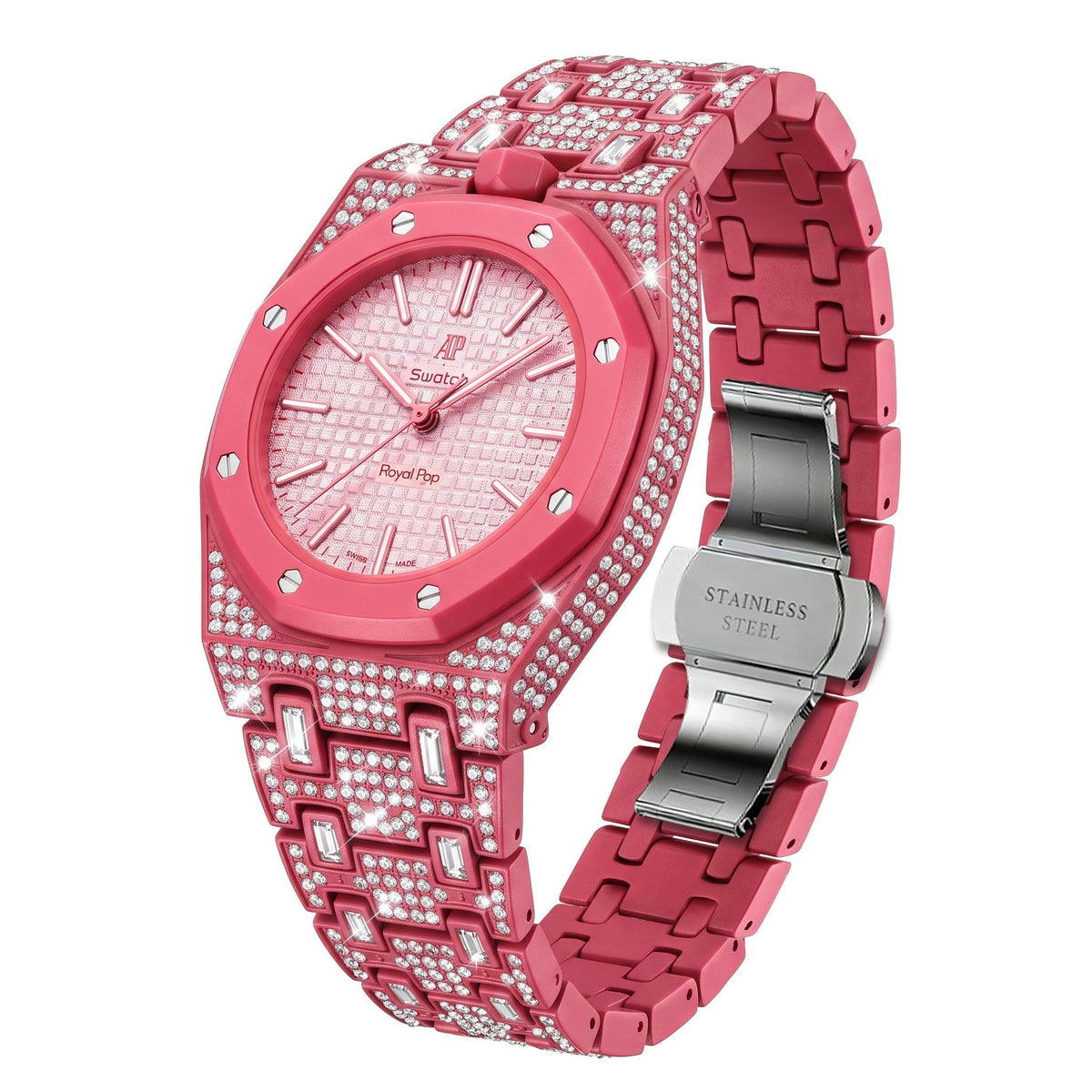 [Bling Jewelrys]Royal Oak Pop Exclusive Bioceramic Case & Bioceramic Strap Full Diamond