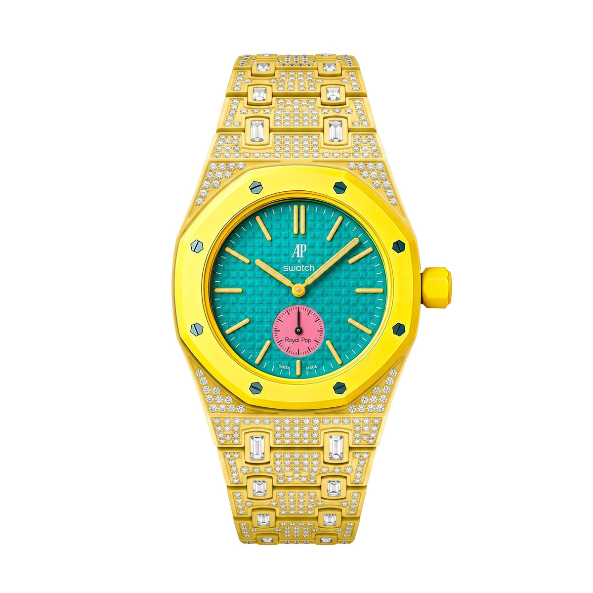 [Bling Jewelrys]Royal Oak Pop Exclusive Bioceramic Case & Bioceramic Strap Full Diamond
