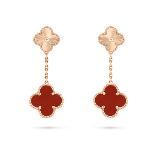 [Bling Jewelrys ]CLOVER 2 MOTIF  LASER CARNELIAN EARRINGS